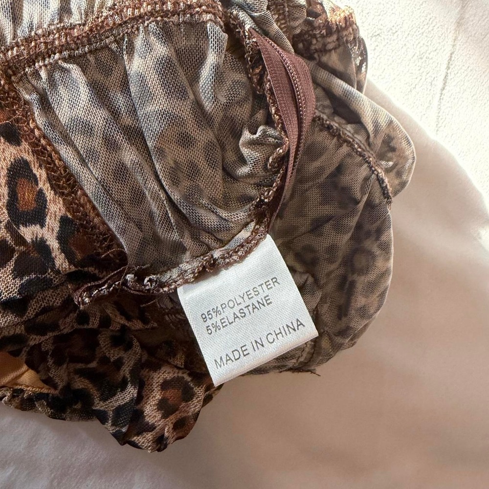 Princess Polly Leopard Ruched Mesh Corset Crop Top Brown Y2K Festival Size 2 - Picture 5 of 6